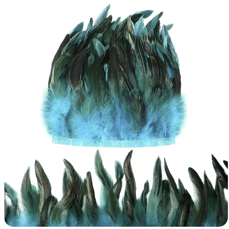 retazo 50cm Boa Plumas Azul / negro tornasol 10 A 12cm 1