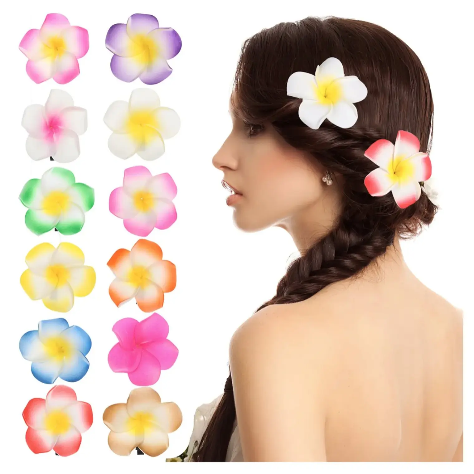 Pack 12 Flor Tipanie goma eva 6cm para cabello con pinza 1