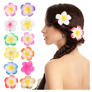 Pack 12 Flor Tipanie goma eva 6cm para cabello con pinza
