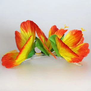 Flor Pinza 3 Hibiscos Naranjo / amarillo