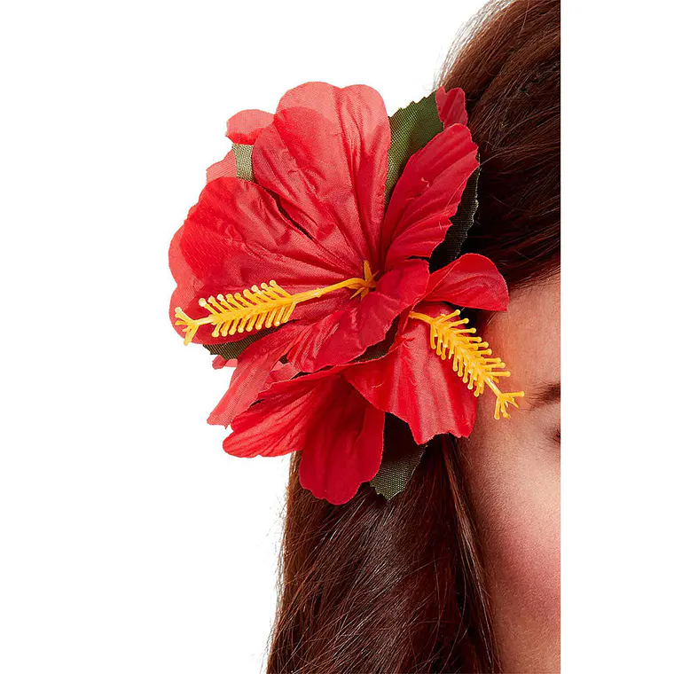 Flor Pinza 3 hibiscos Rojo de tela Para El Cabello 1
