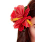 Flor Pinza 3 hibiscos Rojo de tela Para El Cabello - thumbnail 2