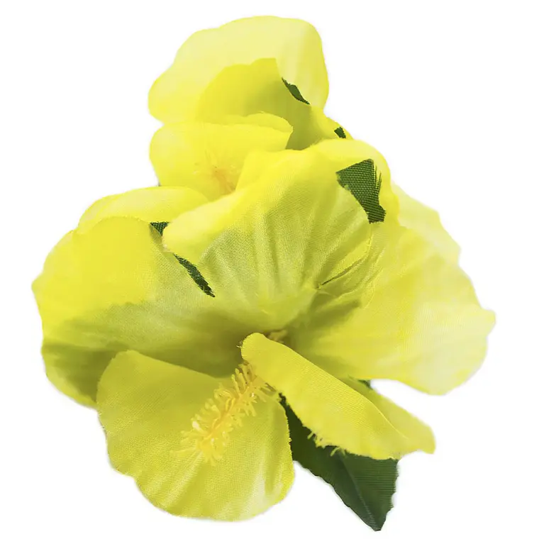 Flor Pinza metalica 3 Hibiscos Amarillo de tela Para El Cabello 1