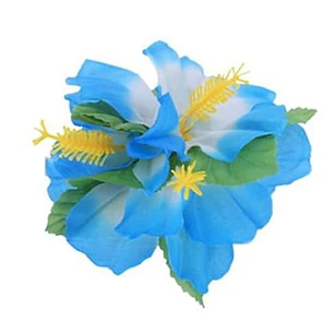 Flor Pinza 3 Hibiscos Azul Para El Cabello