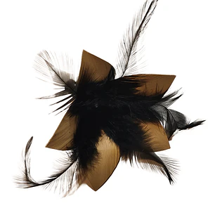 Pinche Para Cabello Flor De Pandanus 10cm con 5 plumas negras