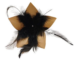 Pinche Para Cabello Flor De Pandanus 10cm con 5 plumas negras