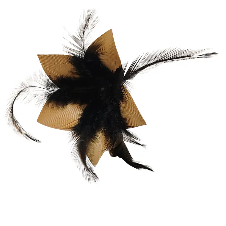 Pinche Para Cabello Flor De Pandanus 10cm con 5 plumas negras 5