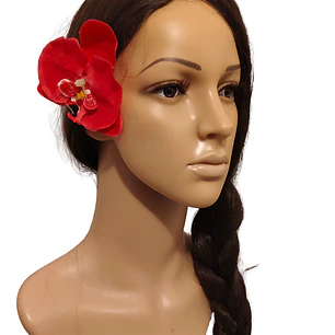 pack 10 Flores Polinesicas Orquidea fucsia Con Pinza