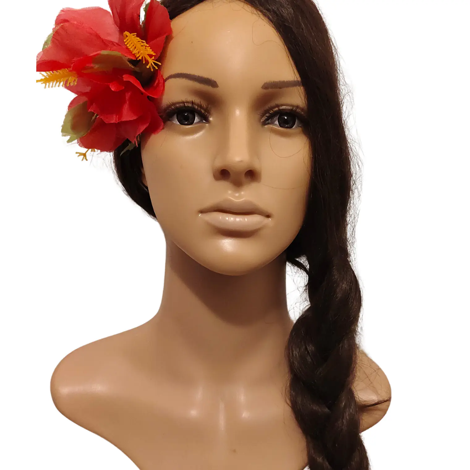 Flor Pinza metalica 3 Hibiscos Fucsia de tela Para El Cabello 1