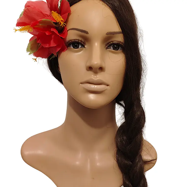 Flor Pinza metalica 3 Hibiscos Fucsia de tela Para El Cabello 2