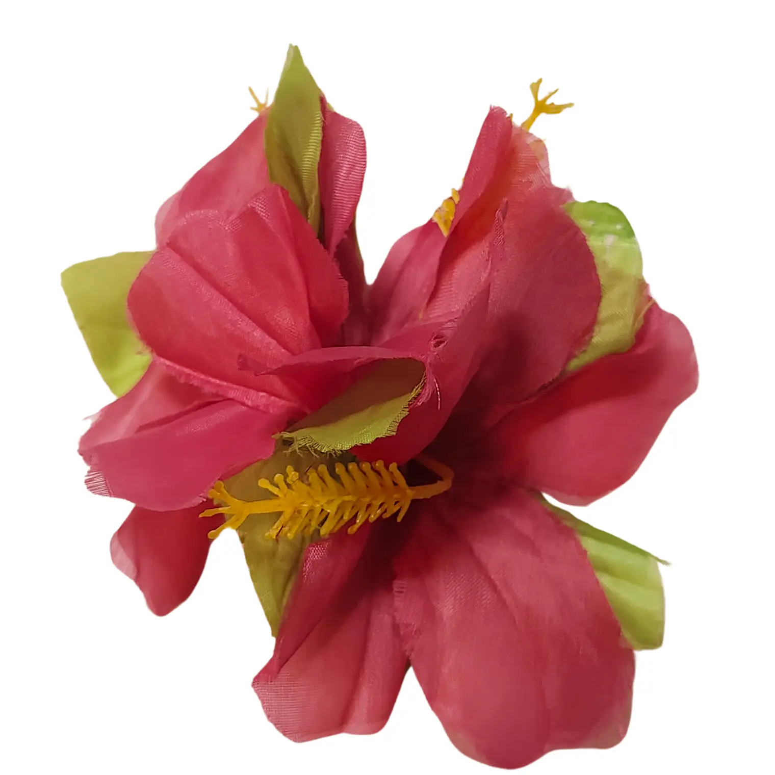 Flor Pinza metalica 3 Hibiscos Fucsia de tela Para El Cabello 4
