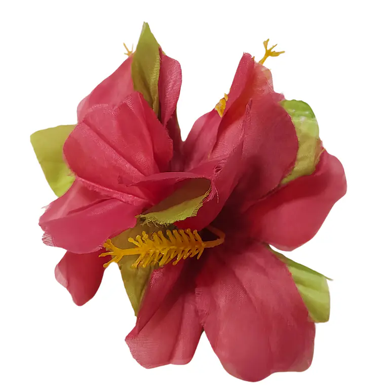 Flor Pinza metalica 3 Hibiscos Fucsia de tela Para El Cabello 4