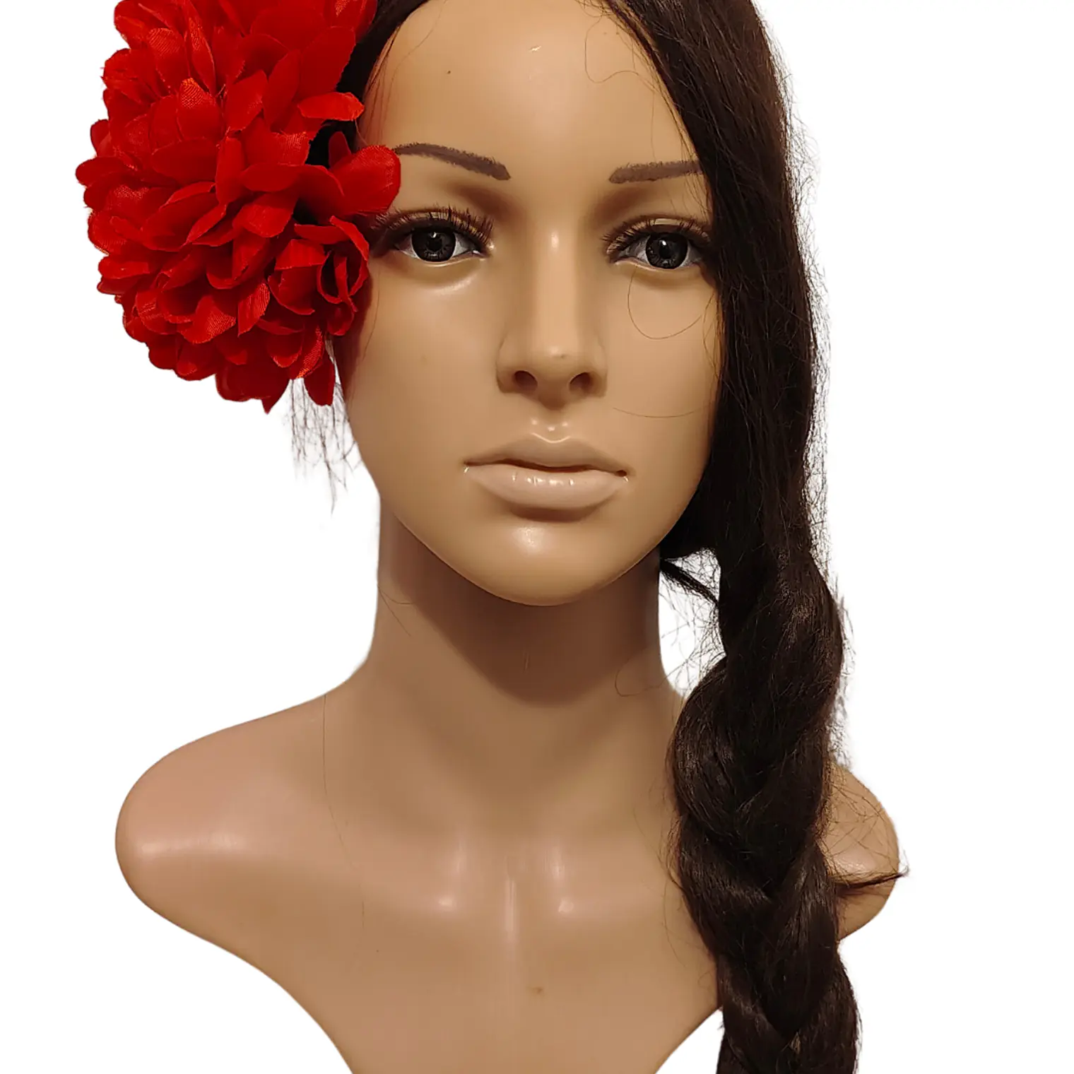 Flor Pinza 3 rosas sevillanas rojas con pinza metalica 3