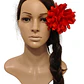 Flor con palito 1 rosa sevillana roja para el cabello - Miniatura 5