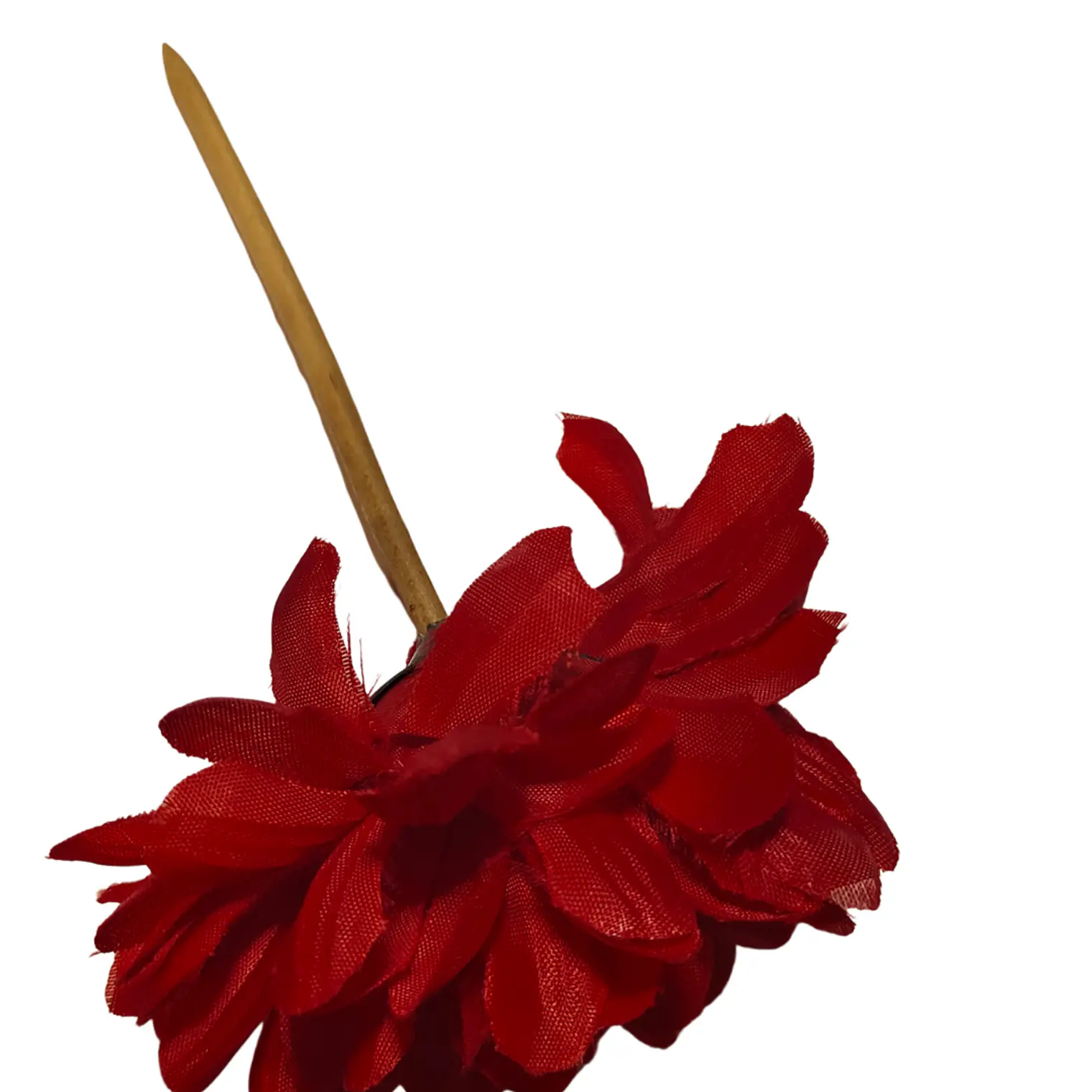 Flor con palito 1 rosa sevillana roja para el cabello 3