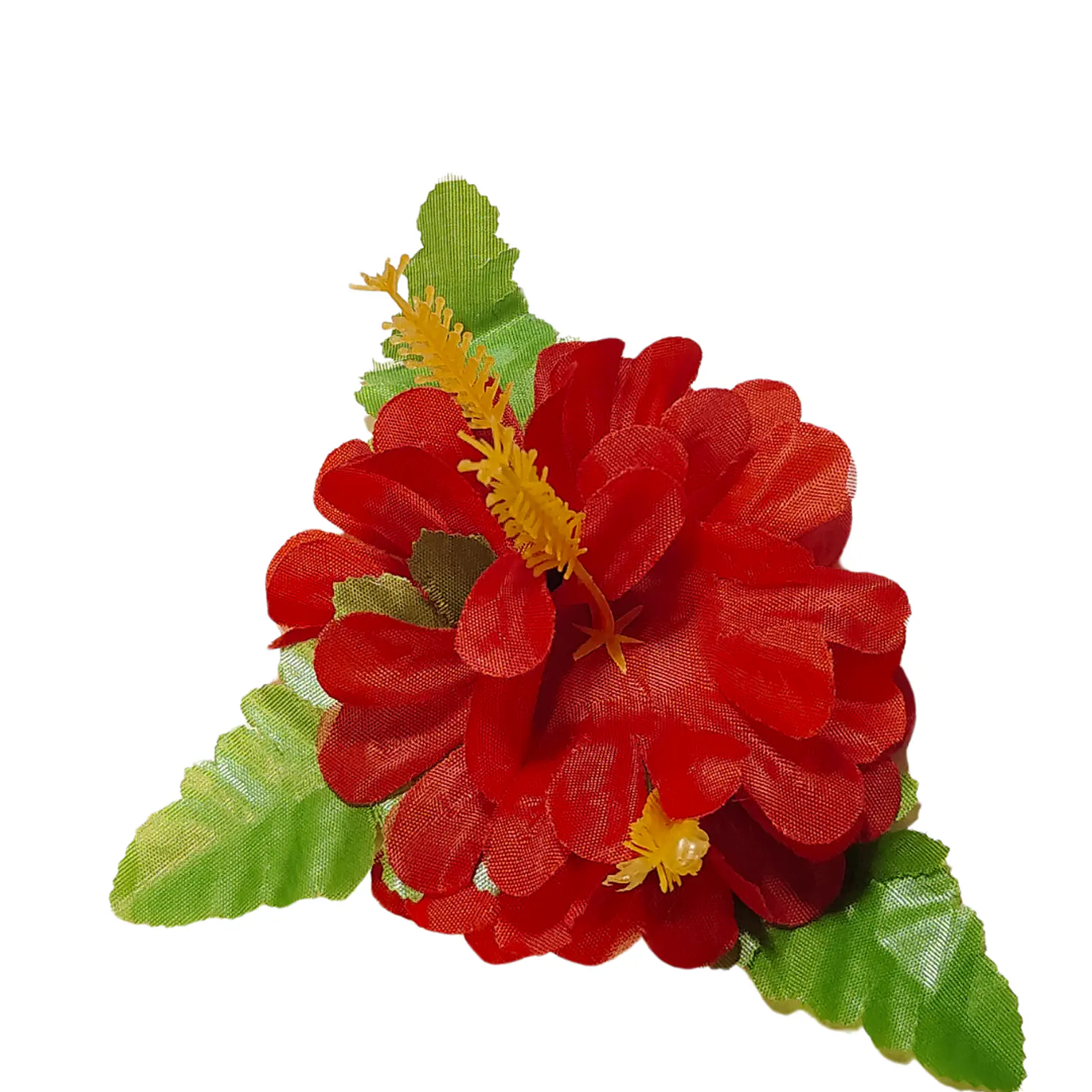 Flor Pinza metalica 3 Flores Rojo de tela con hojas Para El Cabello 2