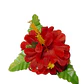 Flor Pinza metalica 3 Flores Rojo de tela con hojas Para El Cabello - thumbnail 2