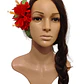 Flor Pinza metalica 3 Flores Rojo de tela con hojas Para El Cabello - thumbnail 5