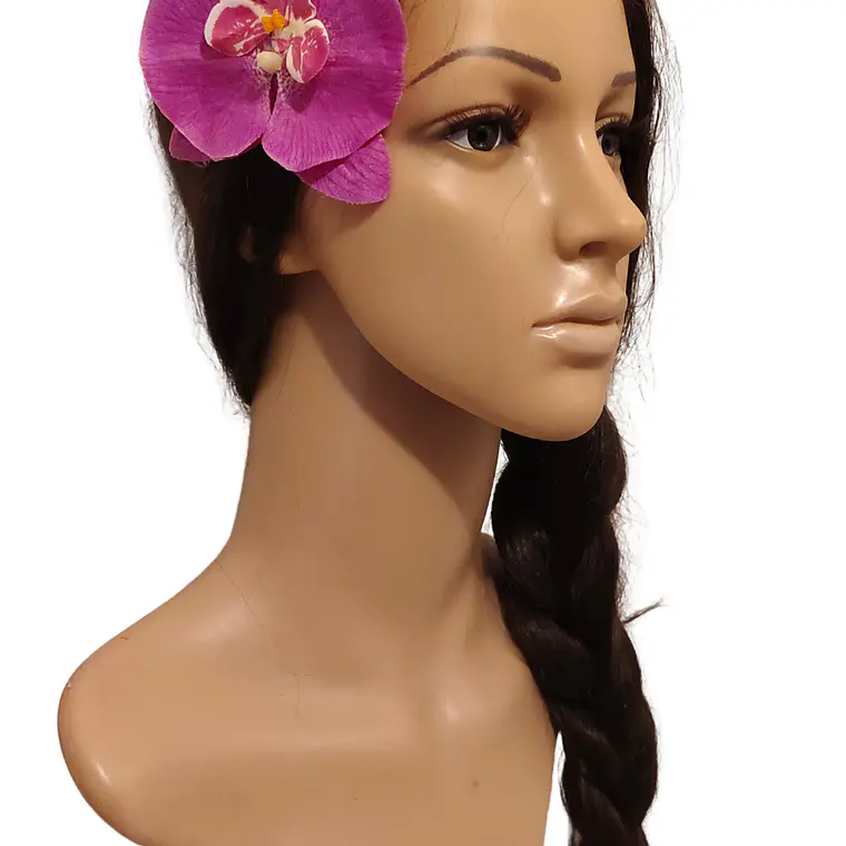 Orquídea lila de tela para el cabello  1