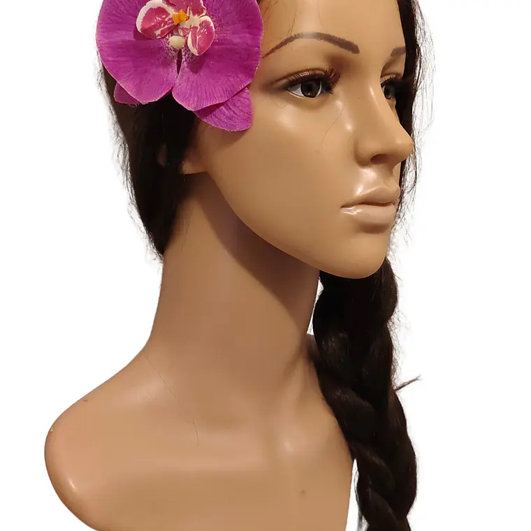 Orquídea lila de tela para el cabello  6