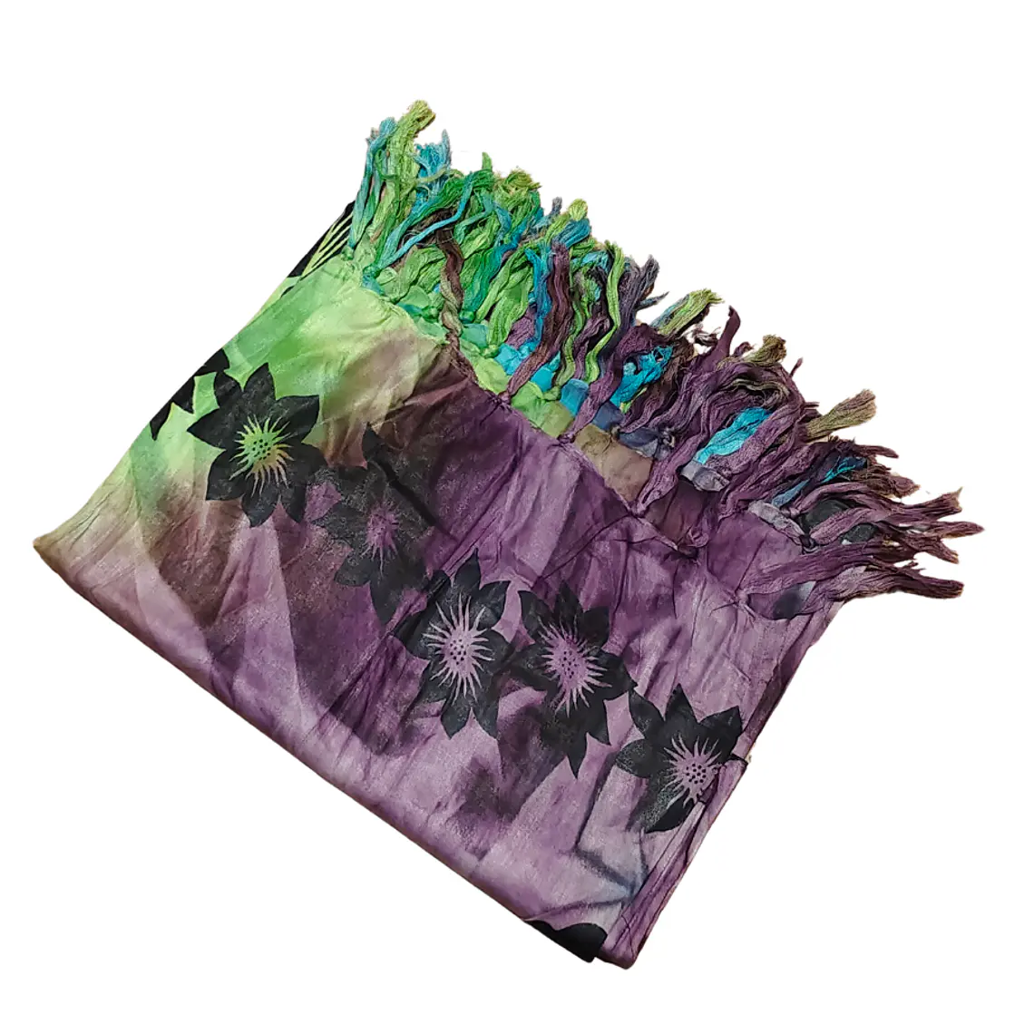 Pareo 2da selección Hibisco matizado Verde/Calipso/morado 3