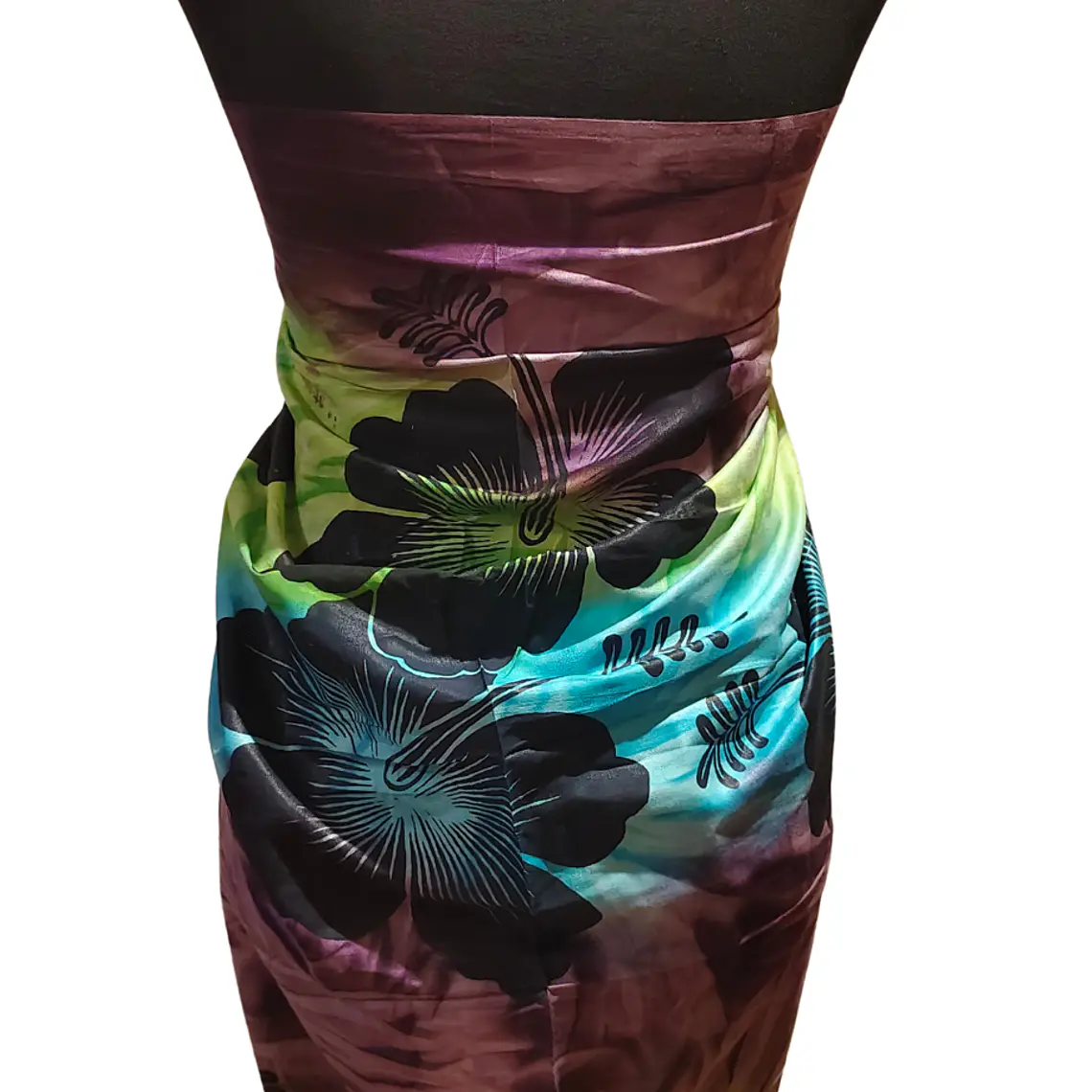 Pareo 2da selección Hibisco matizado Verde/Calipso/morado 2