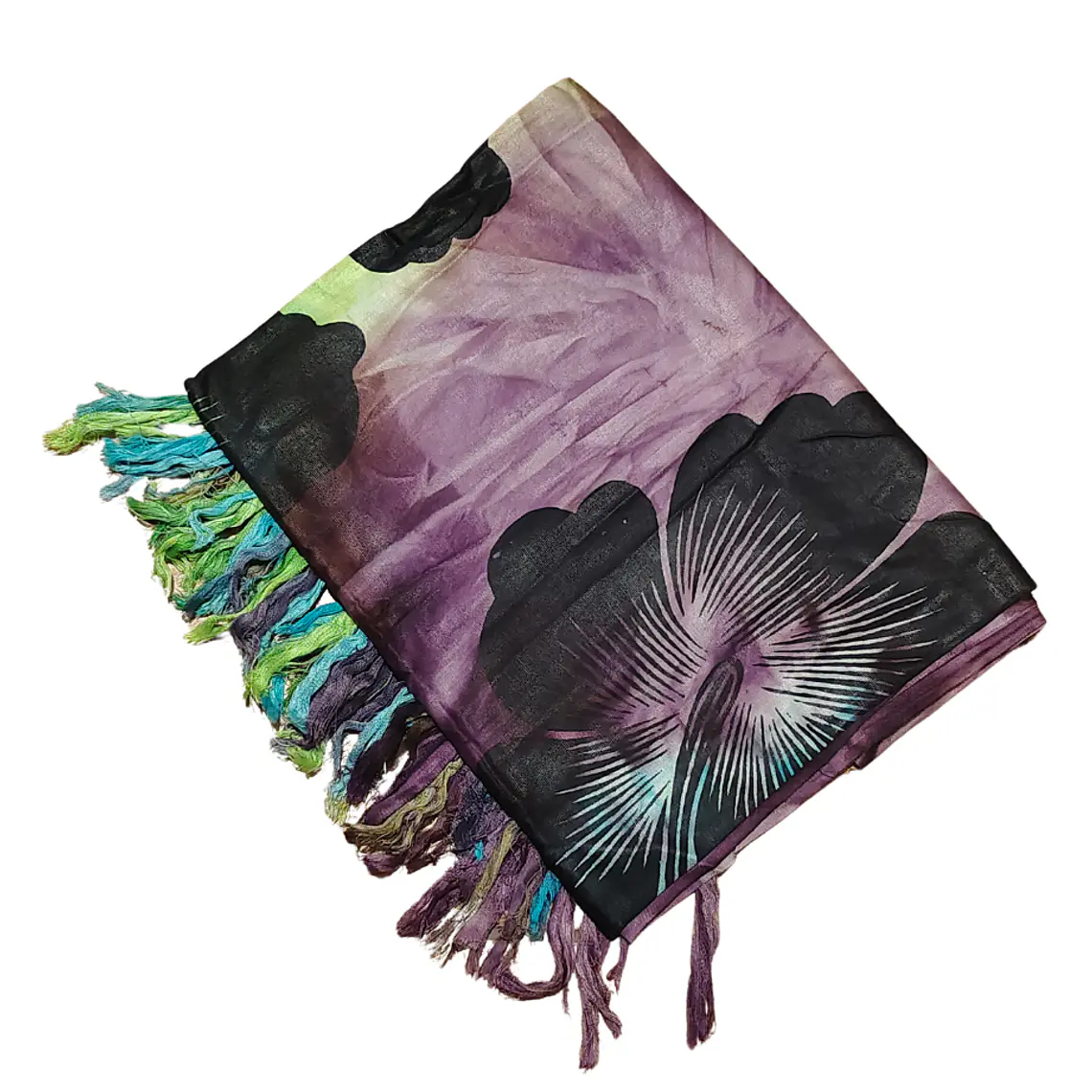 Pareo 2da selección Hibisco matizado Verde/Calipso/morado 4