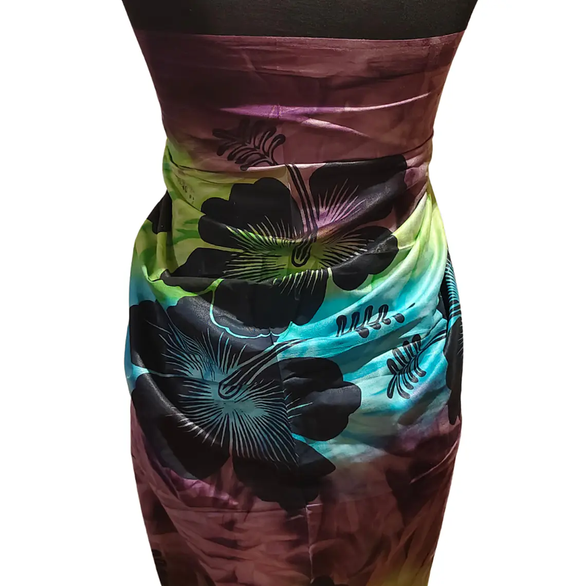 Pareo 2da selección Hibisco matizado Verde/Calipso/morado 11