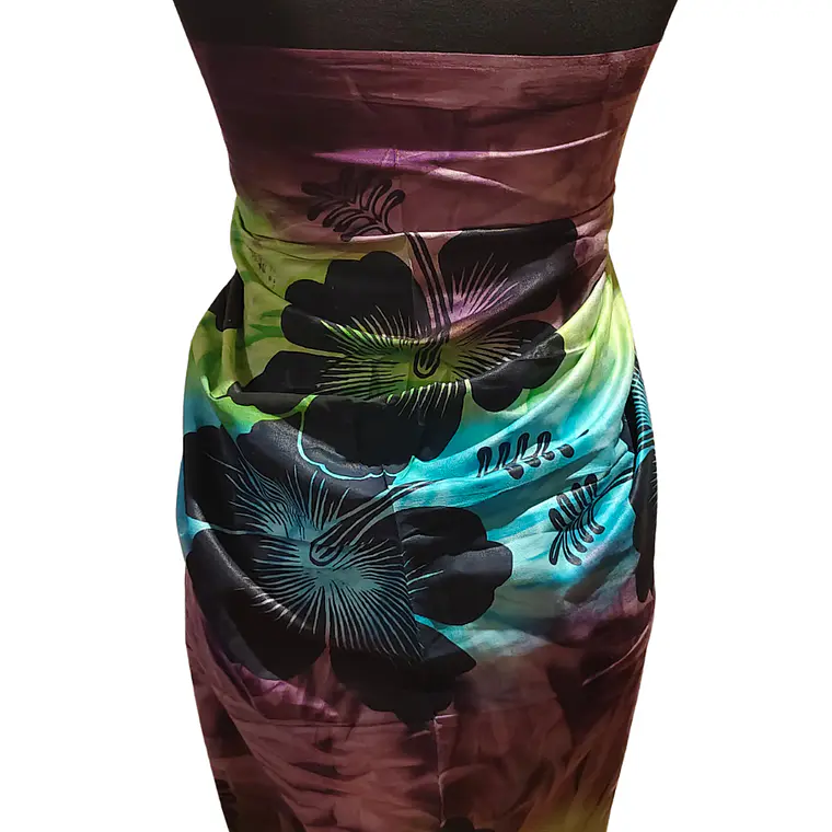 Pareo 2da selección Hibisco matizado Verde/Calipso/morado 11