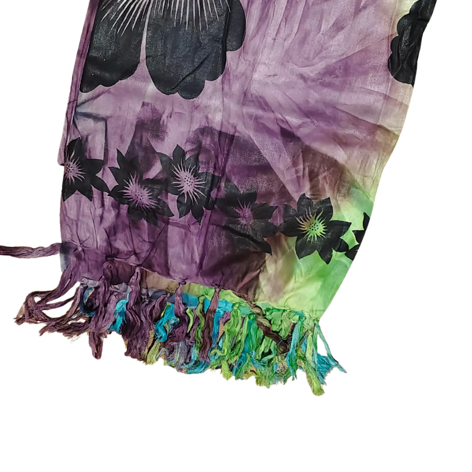 Pareo 2da selección Hibisco matizado Verde/Calipso/morado 14