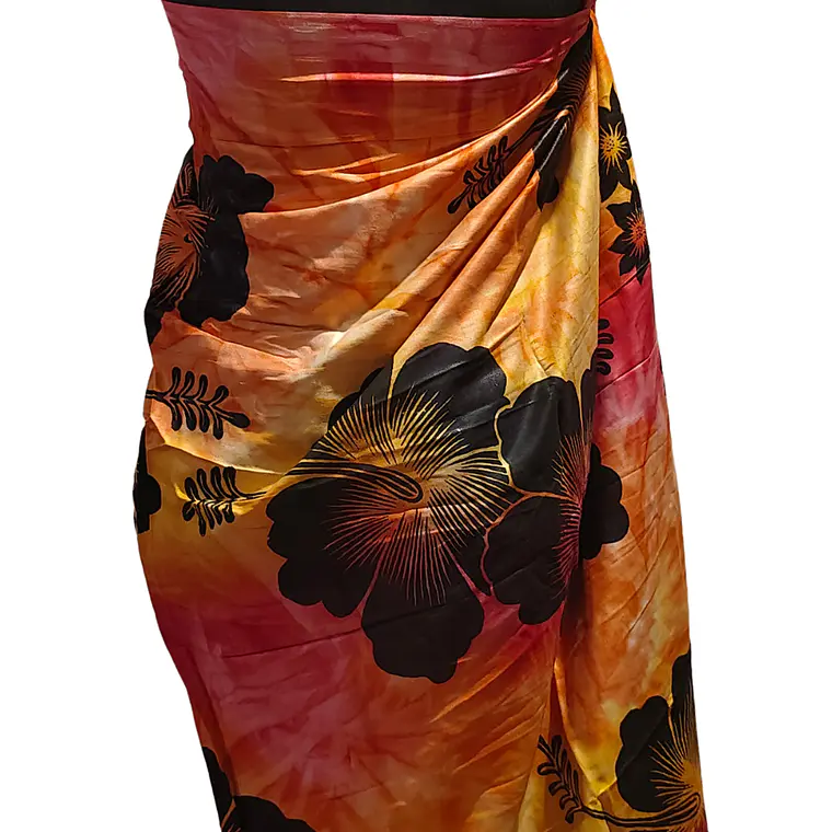 Pareo 2da selección Hibisco matizado Fucsia / Naranjo / Amarillo 11
