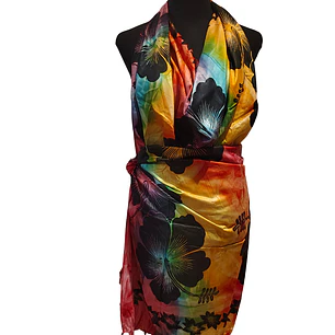 Pareo 2da selección Hibisco matizado Fucsia / Amarillo / Calipso