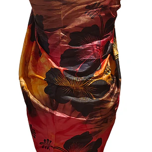 Pareo 2da selección Hibisco matizado Café / Fucsia / Amarillo