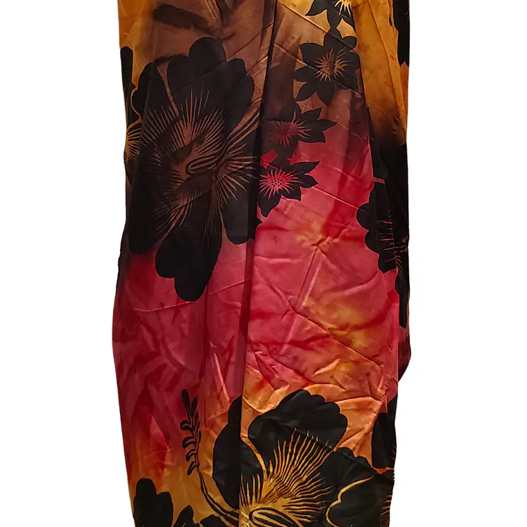 Pareo 2da selección Hibisco matizado Café / Fucsia / Amarillo 4