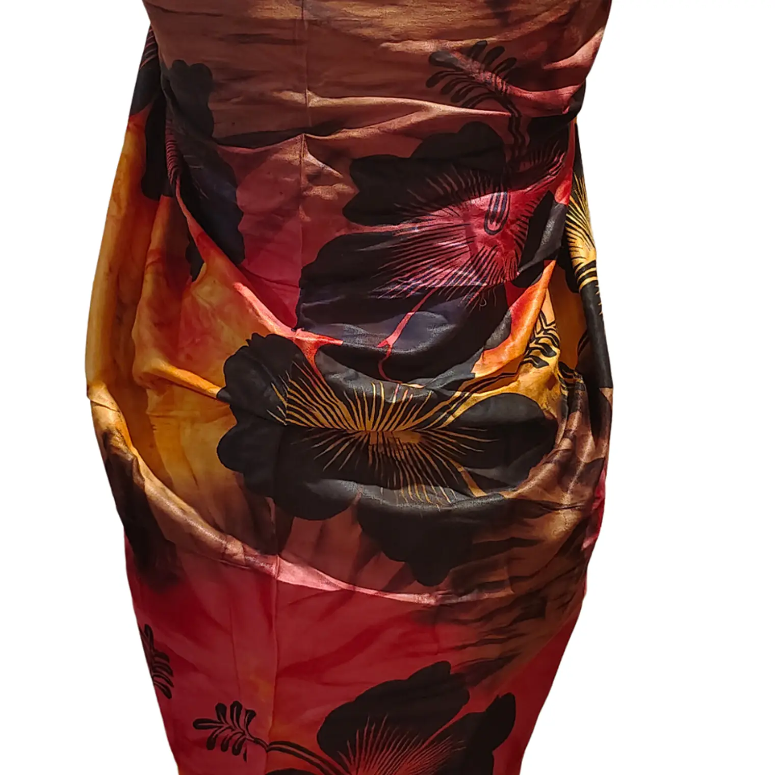 Pareo 2da selección Hibisco matizado Café / Fucsia / Amarillo 14