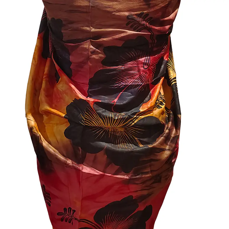 Pareo 2da selección Hibisco matizado Café / Fucsia / Amarillo 14