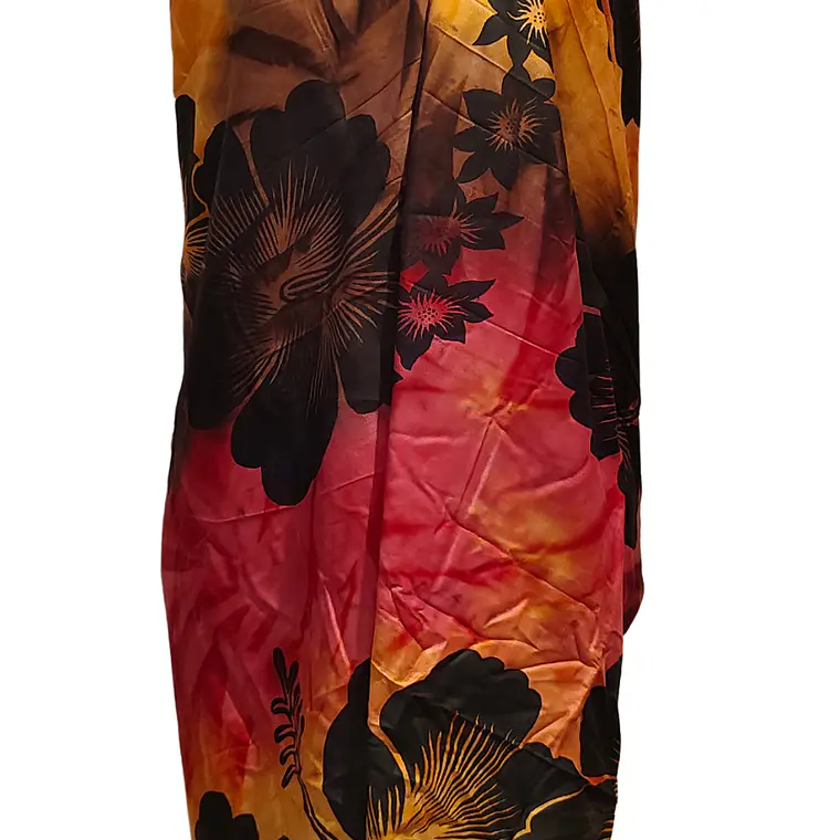 Pareo 2da selección Hibisco matizado Café / Fucsia / Amarillo 10