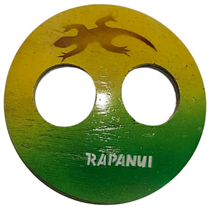 Hebilla Pareo redonda de coco verde / amarillo﻿ 6cm