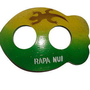 Hebilla Pareo pescado de coco verde / amarillo﻿ 7,5cm x 5cm