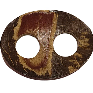 Hebilla Pareo ovalado de coco verde / amarillo﻿ 7cm x 5,5cm