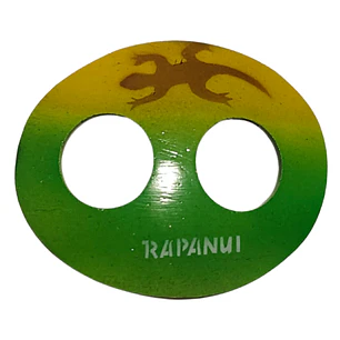 Hebilla Pareo ovalado de coco verde / amarillo﻿ 7cm x 5,5cm