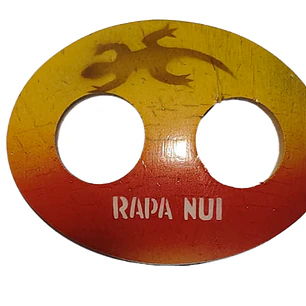 Hebilla Pareo ovalado de coco Naranjo / amarillo﻿ 7cm x 5,5cm