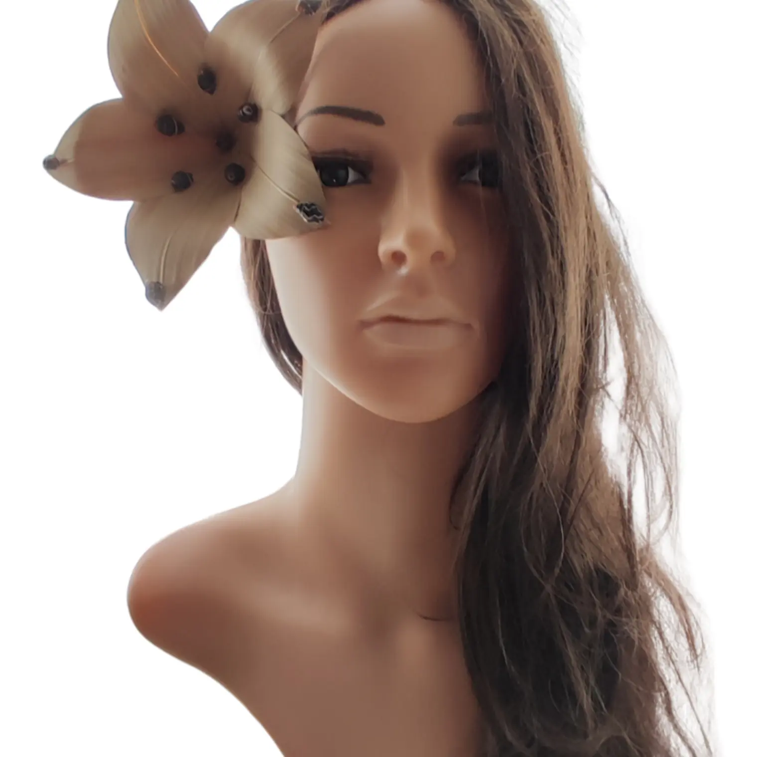 Flor Pandanus Con conchitas negras Para El Cabello 1