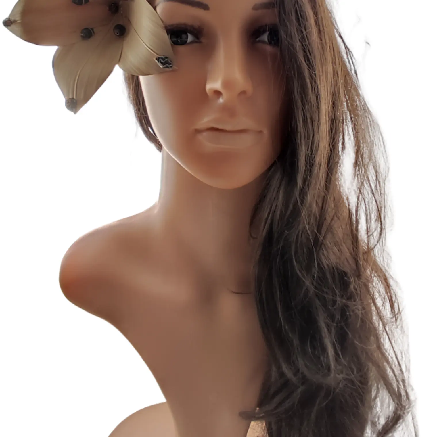 Flor Pandanus Con conchitas negras Para El Cabello 7