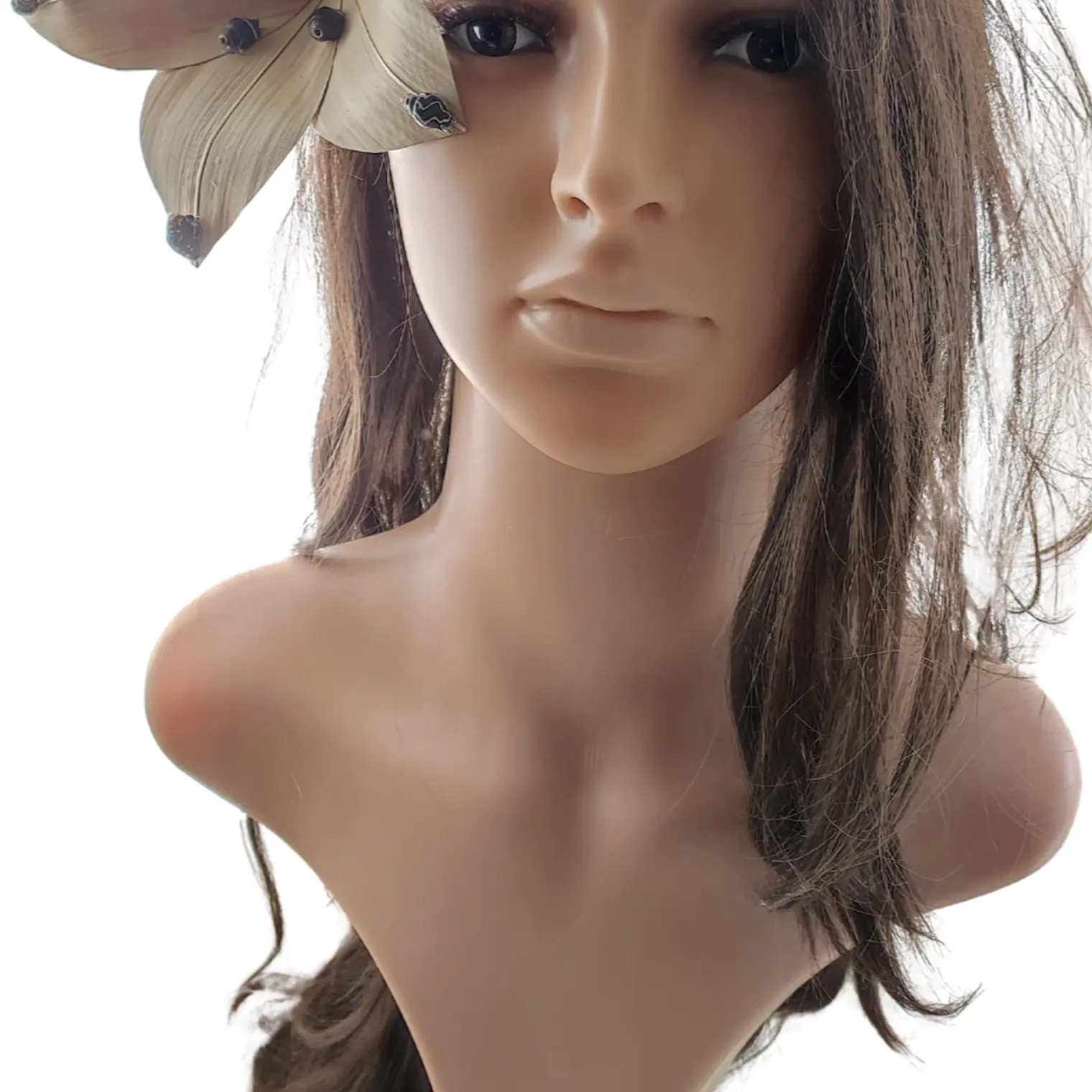 Flor Pandanus Con conchitas negras Para El Cabello 8