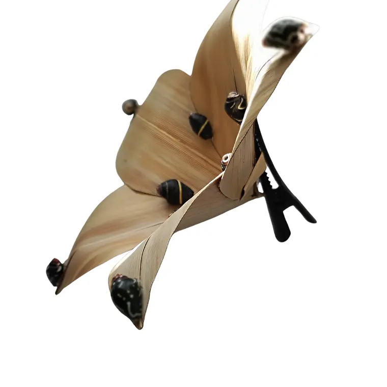 Flor Pandanus Con conchitas negras Para El Cabello 10