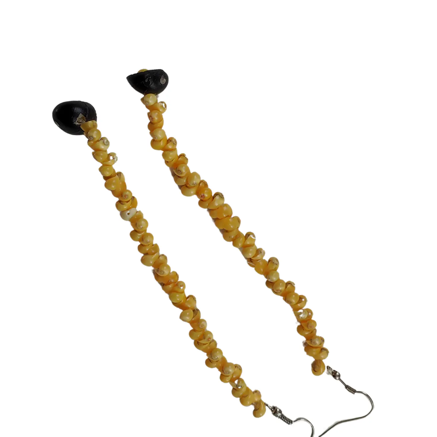 Aros largos con conchitas pipi amarillo 5