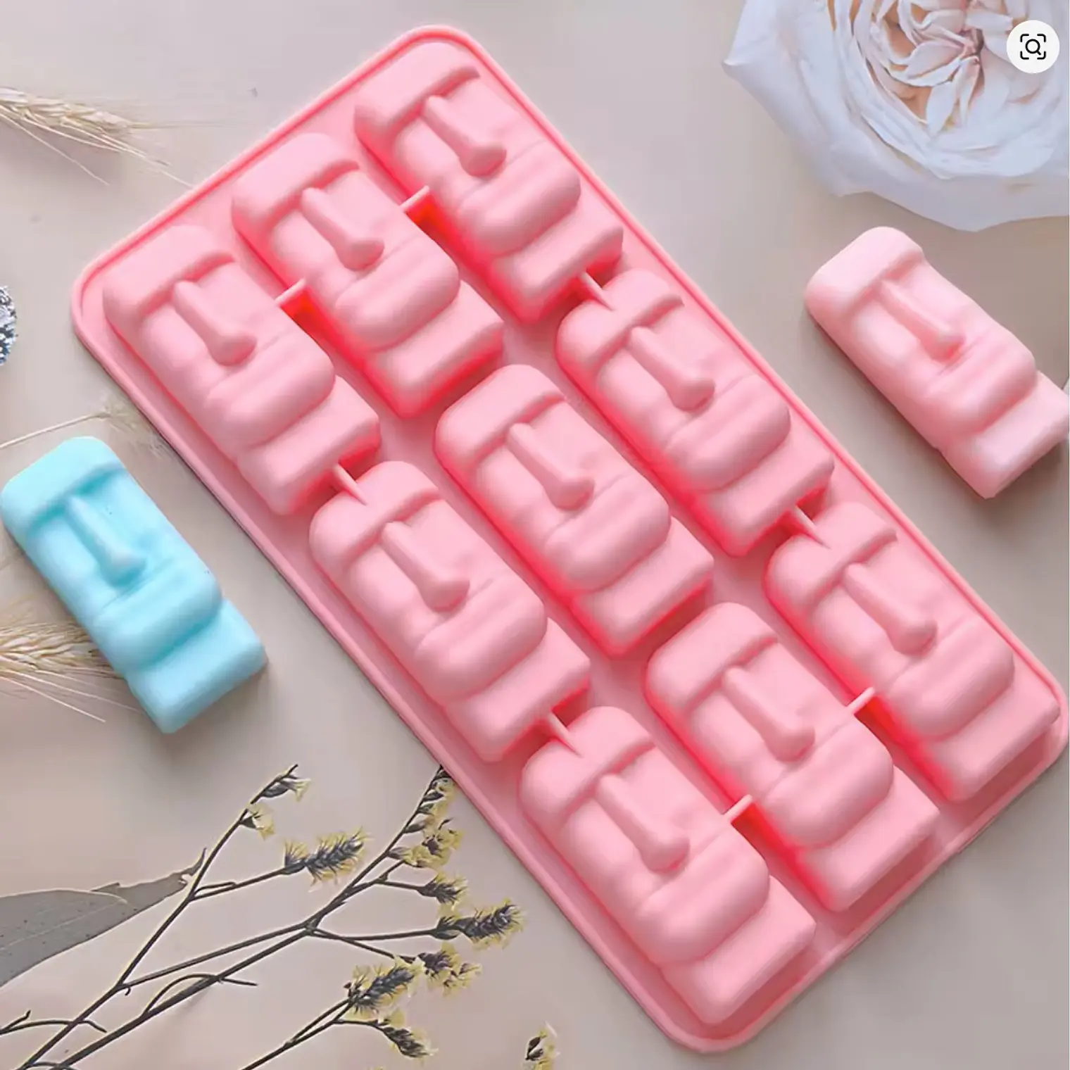 Moldes Moai De Silicona Ideal Para Hielos COLOR ROSADO 4