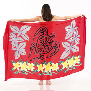Pareo XL 2 x1,15mts rojo con tipanie y tortuga