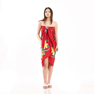 Pareo XL 2 x1,15mts rojo con tipanie y tortuga